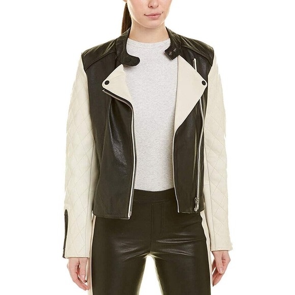 Scotch & Soda Buffalo Leather Quilted Biker Jacket Size XS NWT $575 - Picture 1 of 13